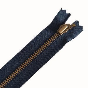 cremallera latón viejo 35 cm azul marino