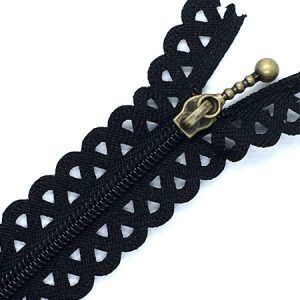 cremallera puntilla triangular negra de 20 cm