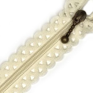 Cremallera puntilla triangular beige 35 cm