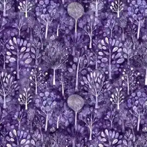 Tela Buhos bosque lila