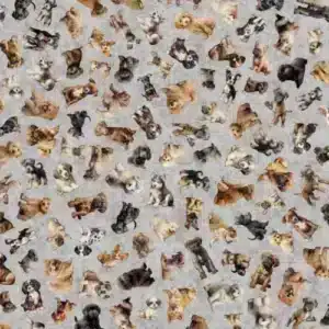 Tela Cachorros fondo gris