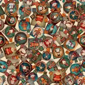tela collage navideño