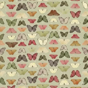 Tela mariposas fondo verde