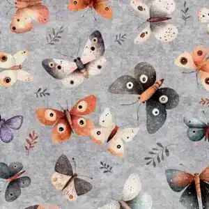 Tela Mariposas gris